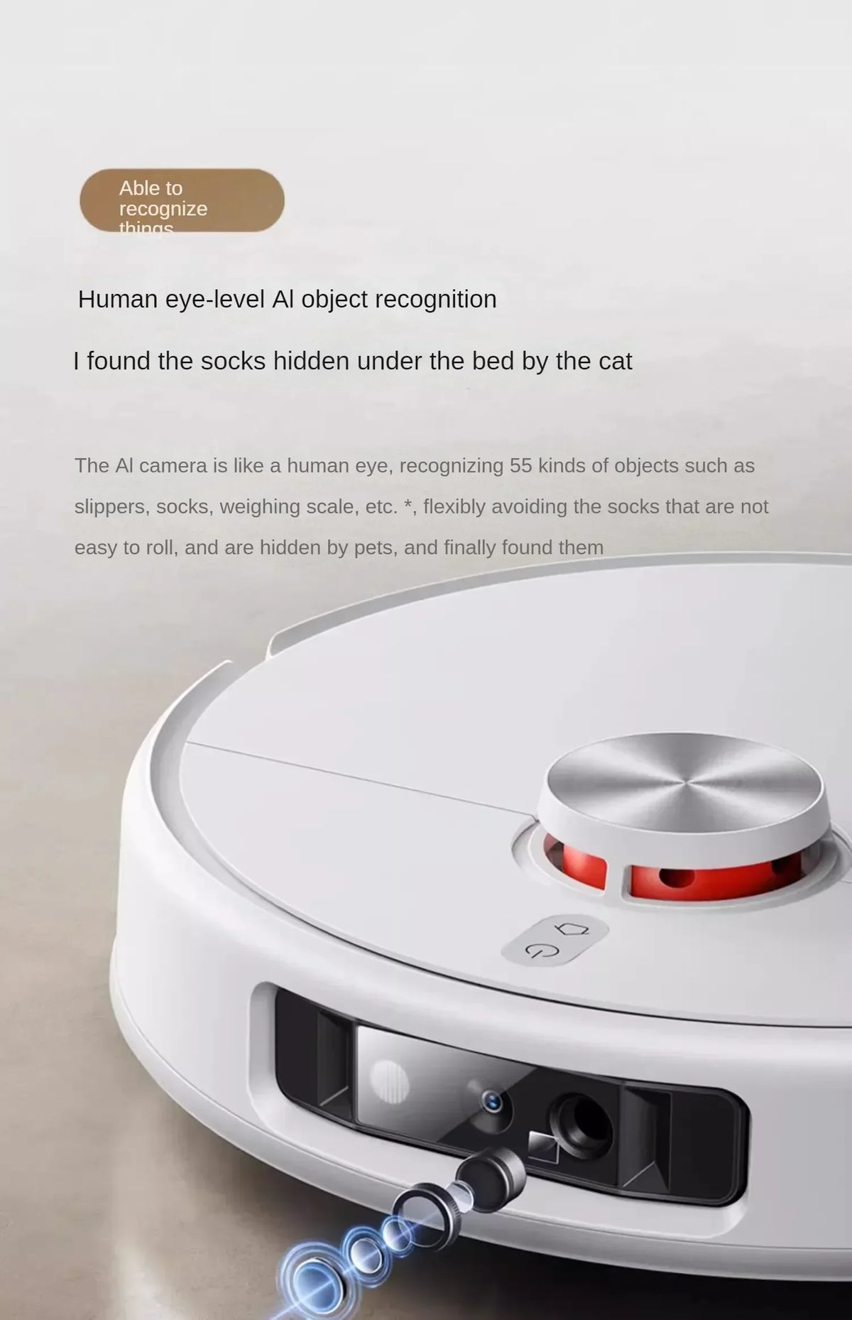 Nuovo robot aspirapolvere Xiaomi Mijia M30 Pro, potente e multifunzione, con funzione di taglio dei capelli integrata e sistema anti-groviglio.