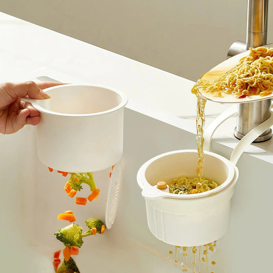 Cestello Filtro da Lavello 2 in 1 con Coperchio Inferiore Apribile, Cestello per lo Svuotamento, Porta Spugne da Lavello, Raccoglitore di Rifiuti da Cucina