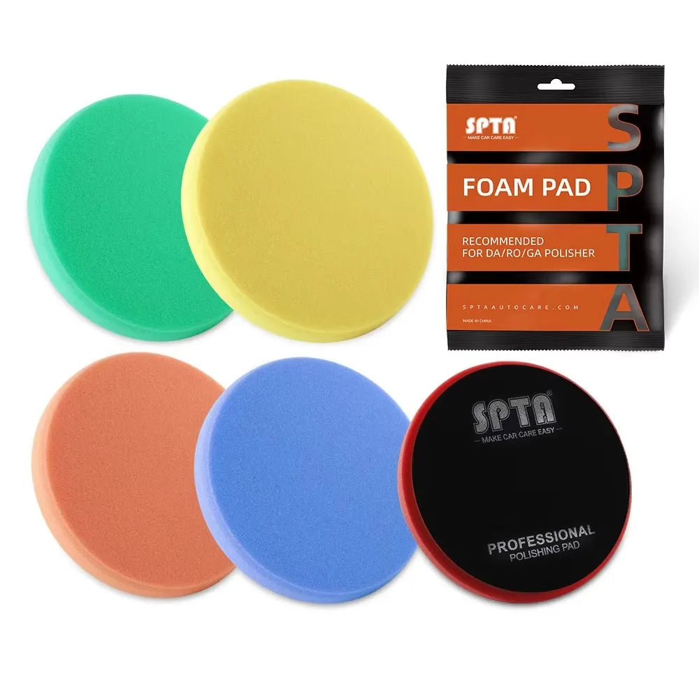 SPTA 1PC 3"(80mm)/5"(125mm)/6"(150mm)/7"(180mm) Spugna rotonda in schiuma per lucidatura per lucidatrice per auto RO/DA/GA Rimuovi segni di levigatura