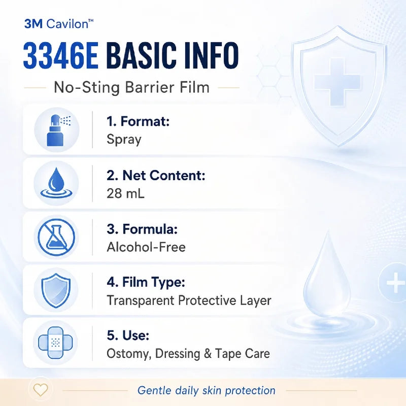 3M Cavilon 3346E 28ML Spray Barriera Cutanea Senza Alcool, Non Irritante, per la Cura del Nastro per Medicazioni Ostomiche