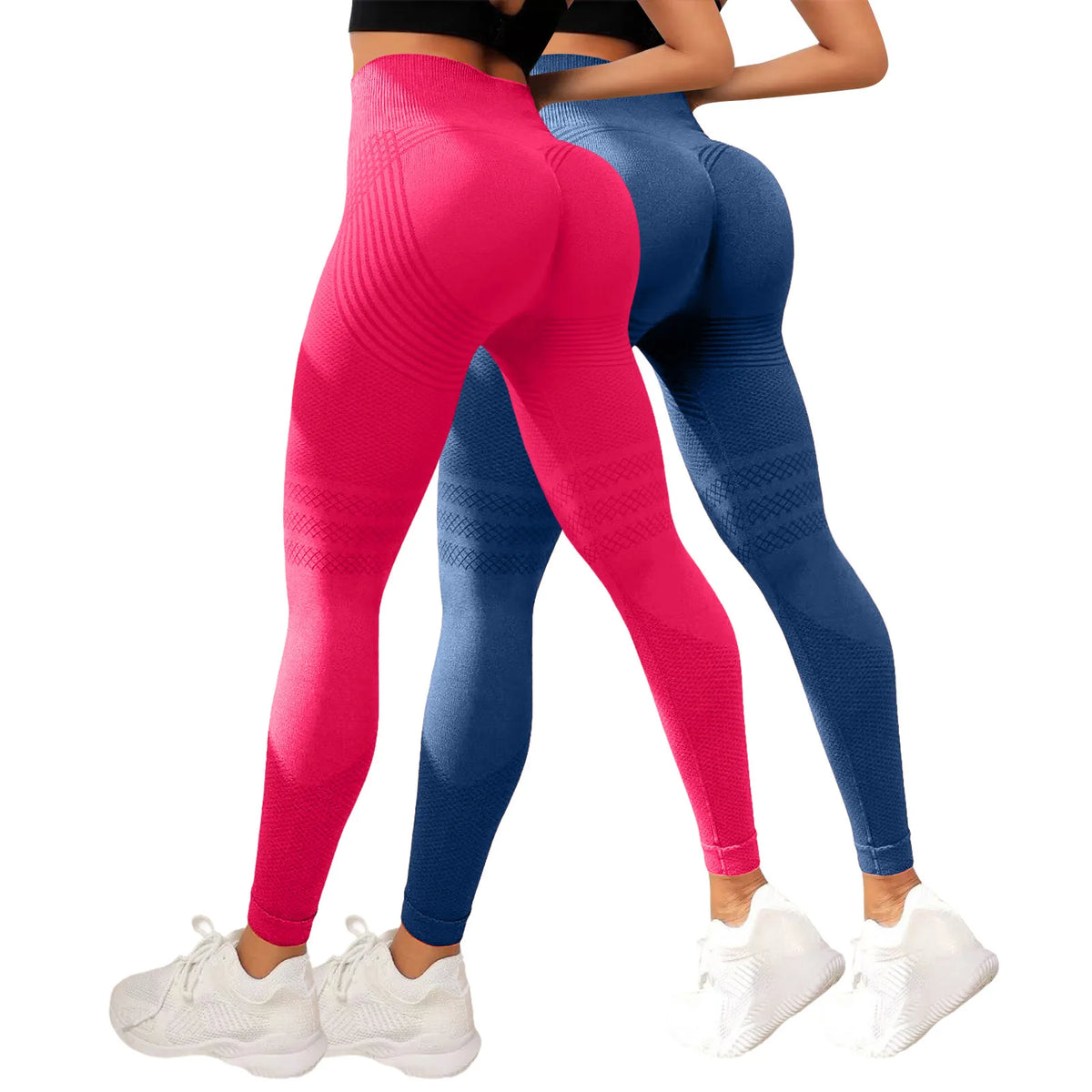 Leggings Modellanti Anti-Cellulite 2 Pezzi, Compressione 3D, Vita Alta, Senza Cuciture, Push-Up, Opachi, Pantaloni Sportivi per Yoga e Fitness