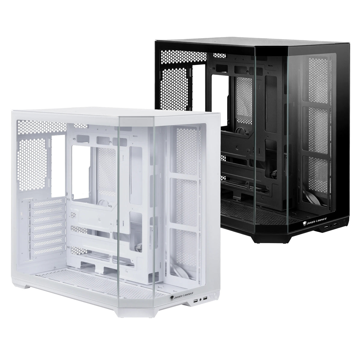 Case per PC ATX, con elevata capacità di circolazione dell’aria, struttura modulare per PC desktop, dotato di pannelli in vetro temperato sul frontale e sui lati, compatibile con schede madri ITX, MATX ed EATX.
