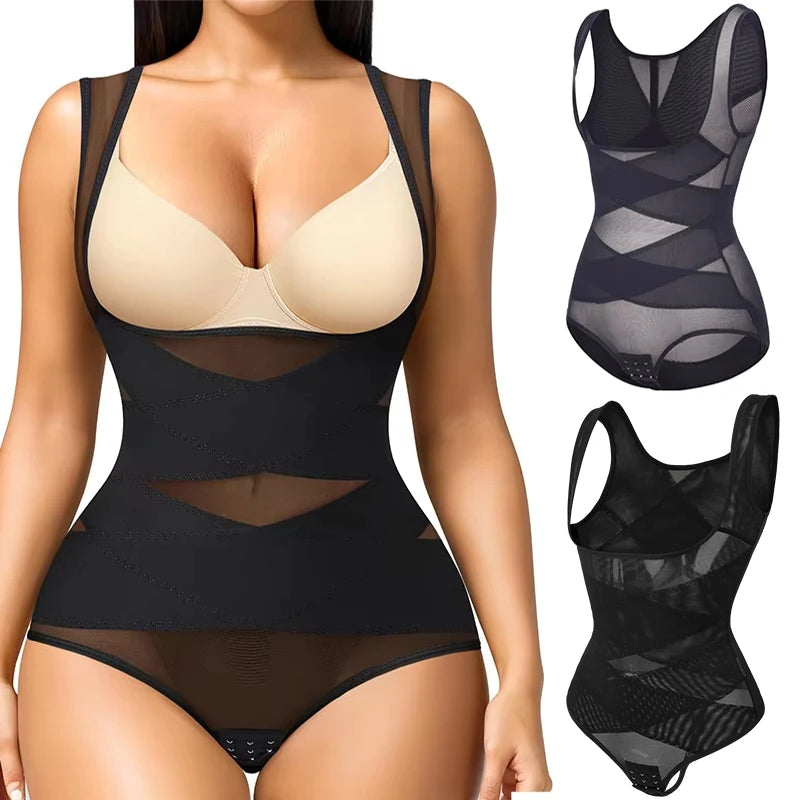 Mesh Shapewear Body per le donne Tummy Control vita Trainer Butt Lifter mutandine dimagrante Body Shaper Open Bust Underwear 2024