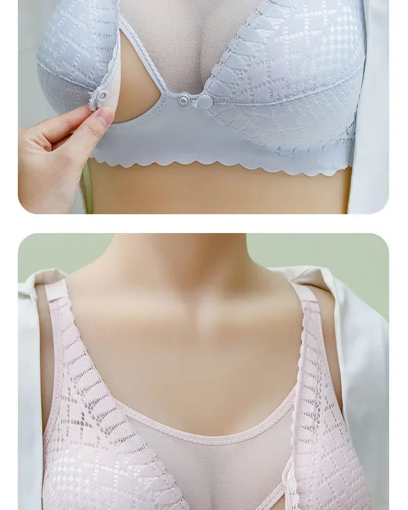 Reggiseno per allattamento premaman con bottone frontale Intimo raccolto regolabile Reggiseno per allattamento confortevole per l'allattamento di vestiti per donne incinte