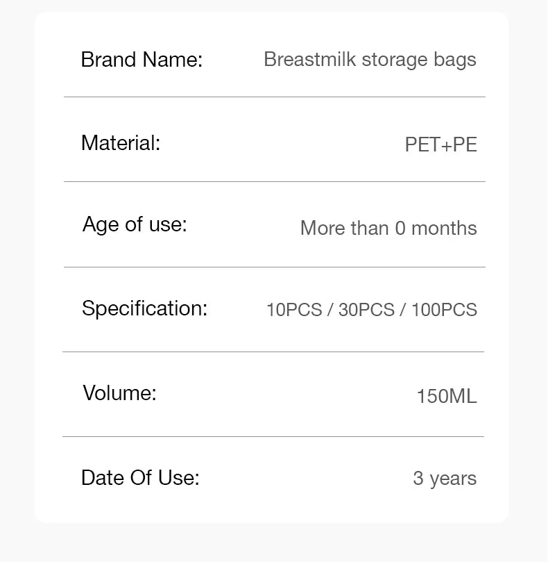 MAMIJOY 100 pz 150 ml sacchetto di stoccaggio del latte materno usa e getta di piccola capacità sacchetto di stoccaggio del latte congelato BPA libero sacchetti di alimentazione sicuri