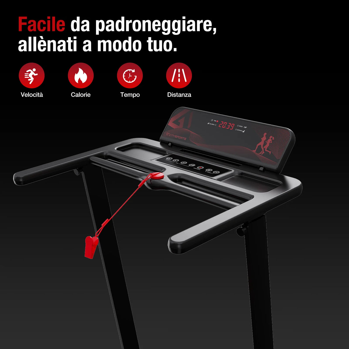 CITYSPORTS PRO Tapis Roulant, Tapis Roulant con Inclinazione del 7,7%, Tapis Roulant Pieghevole, Tapis Roulant con APP e Bluetooth per Uso Domestico e in Ufficio, Tapis Roulant da 2,0 HP, 12 Km/h, 120 Kg