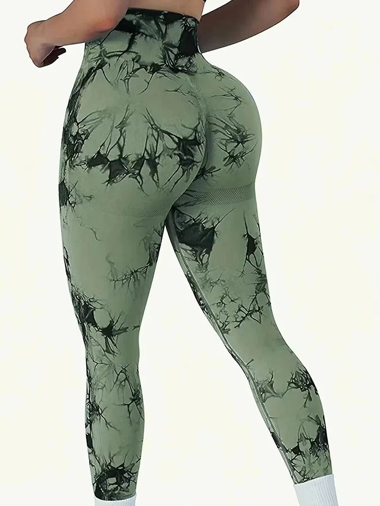CZGUKE Leggings Tie-Dye da Donna a Vita Alta, Modellanti, Contenitivi, Push-Up, Senza Cuciture, per Yoga e Allenamento in Palestra
