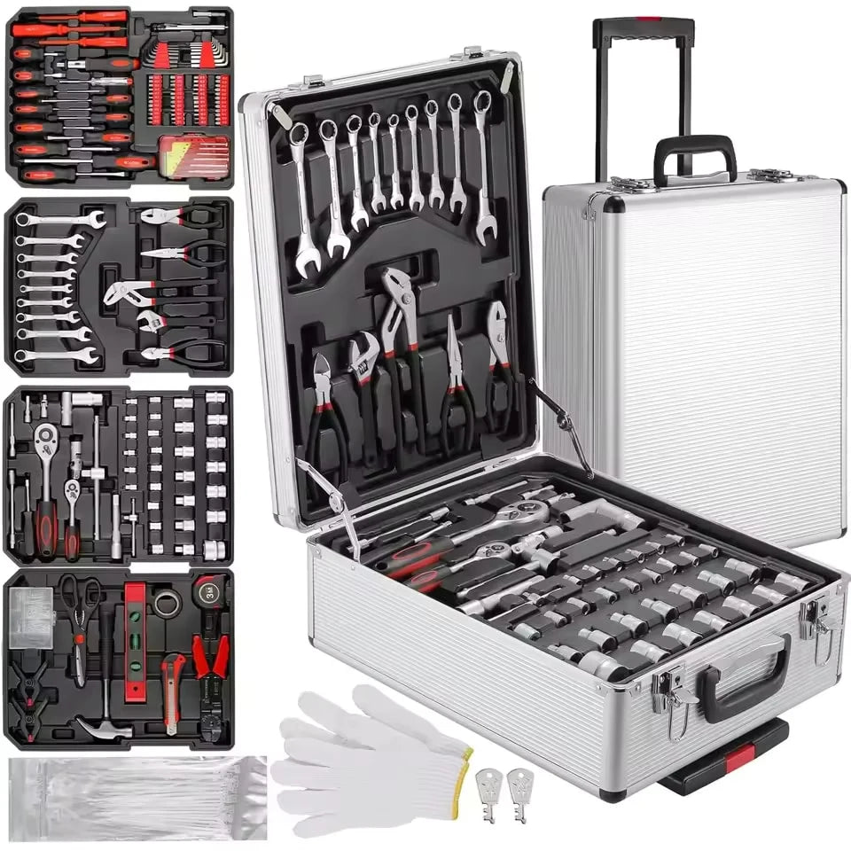 Set di 799 utensili meccanici per la riparazione domestica, kit di attrezzi manuali con chiavi e bussole, con carrello avvolgibile, utensili manuali in acciaio legato per la manutenzione meccanica di casa e auto, ideale come