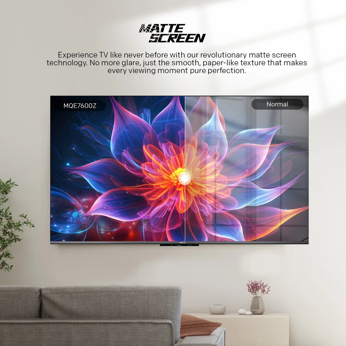 Smart TV Metz Qled+ 4K UHD 43" con Google TV e schermo opaco antiriflesso, Dolby Vision, Dolby Atmos, HDR, Wi-Fi 2024 43Mqe7600Z