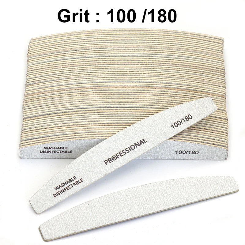 50/100 Pz Lime per unghie professionali in legno 180/240 Buffer 100/180 Grigio Barca Legno Carta vetrata Blocco Gel Lucidatore Levigatura Lime per unghie