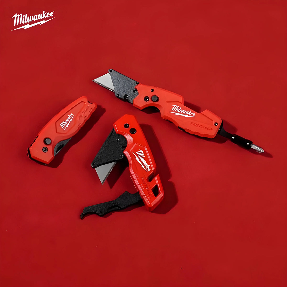 Serie Milwaukee FASTBACK, Coltello Multifunzione Pieghevole 6-in-1, Angolo della Lama Inferiore a 60 Gradi ° Coltello pieghevole con custodia, coltello artistico