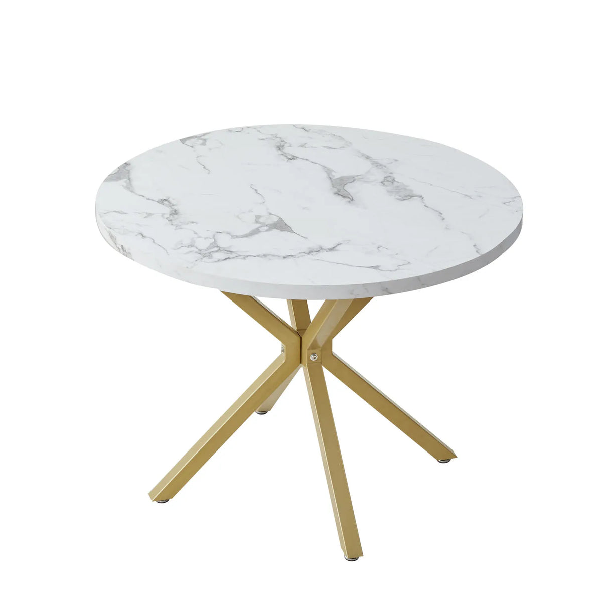 Tavolo da pranzo rotondo in stile nordico EGOONM, 100 cm, piano in MDF, gambe in metallo nero, ideale per sala da pranzo, cucina e arredamento della casa.