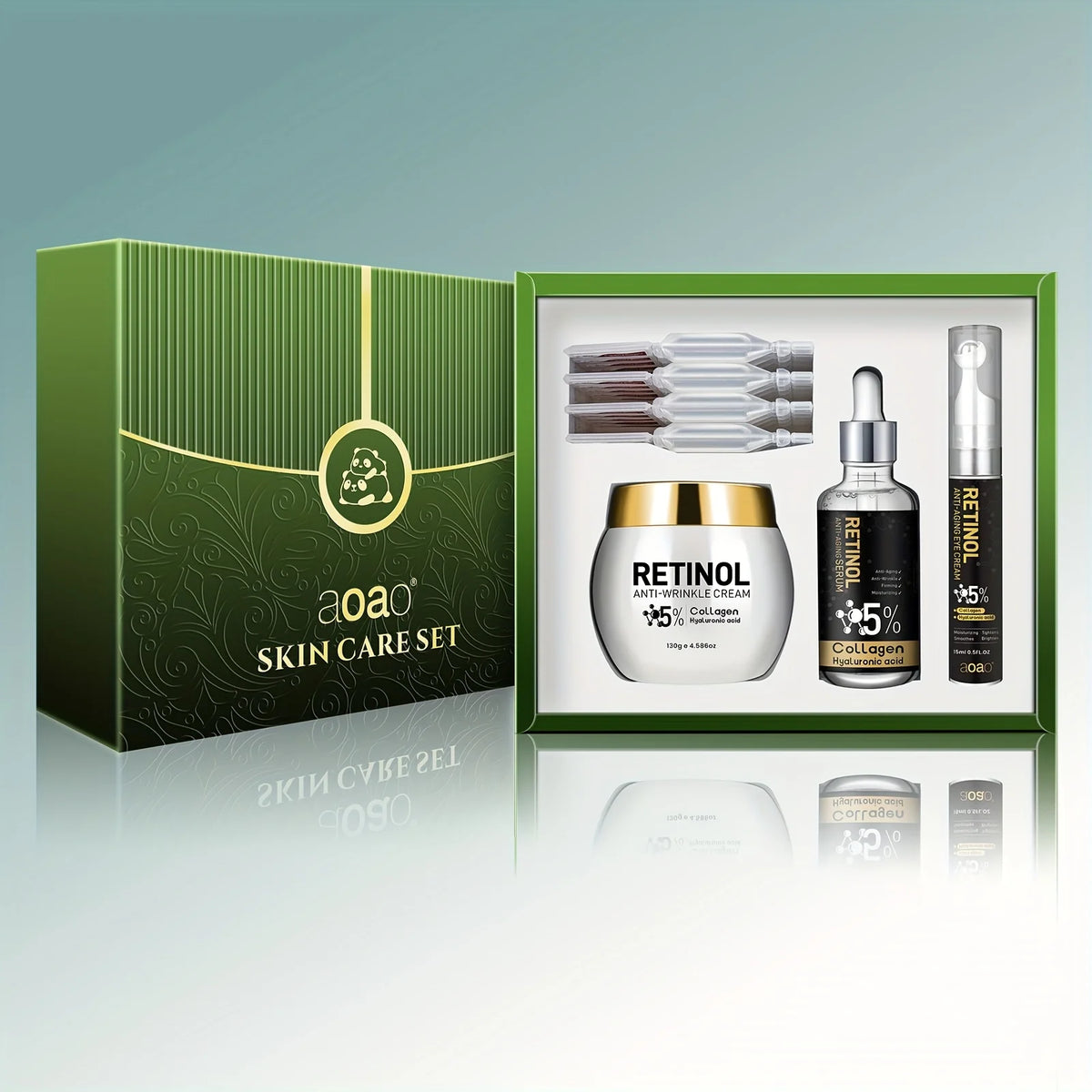 Set regalo da 23 pezzi per uomo con retinolo, idratazione profonda e anti-rughe, adatto per pelli secche e ruvide. Emulsione viso beige chiaro con una texture cremosa, perfetta come regalo di Natale. Trattamento anti-età che