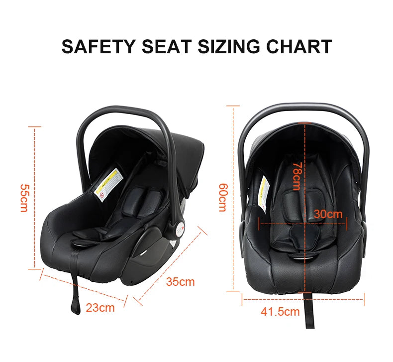 Sistema di trasporto per bambini 3 in 1 con seggiolino auto per neonati e navicella, passeggino pieghevole reversibile a 360 gradi, carrozzina alta per neonati fino a 3 anni, cintura di sicurezza a 5 punti, tettuccio in pelle