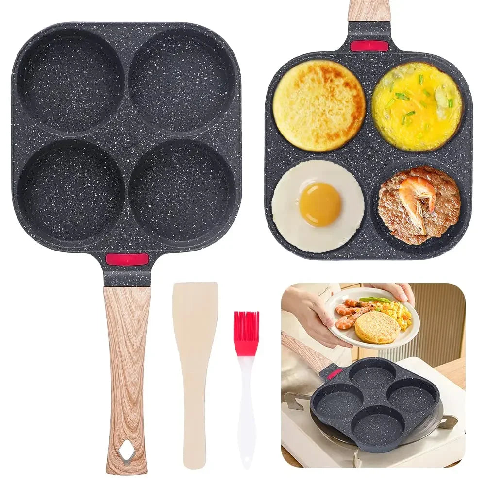Mini padella antiaderente, padella compatta per uova e omelette, padella portatile per pancake per la colazione, piccolo utensile da cucina antiaderente, mini padella nera salvaspazio facile da riporre per la cucina domestica