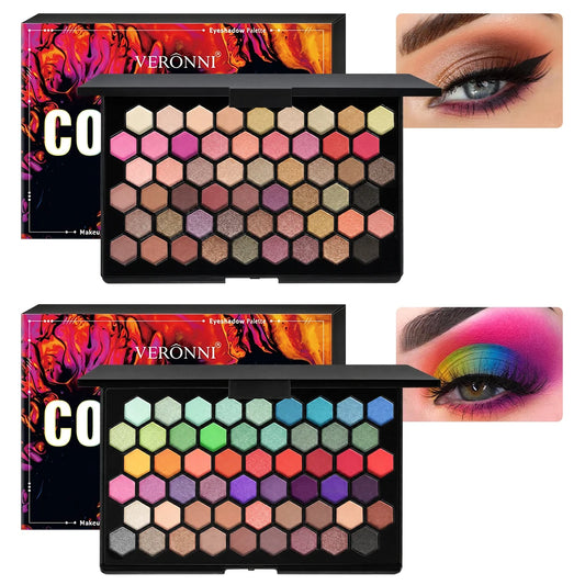 Palette Ombretti 54 Colori, Effetto Opaco, Shimmer e Glitter, Palette Ombretti Arcobaleno Pigmentata, Palette Cosmetica Professionale