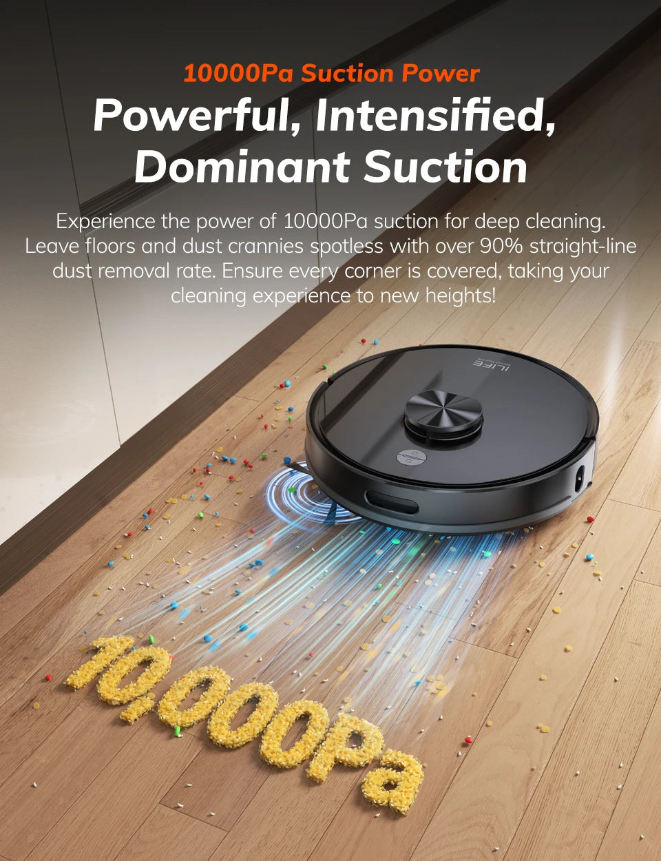 Robot Aspirapolvere ILIFE T20s Ultra con Stazione di Svuotamento Automatico, Aspirazione 10000Pa, Batteria 4600mAh, Autonomia Massima 300 Minuti