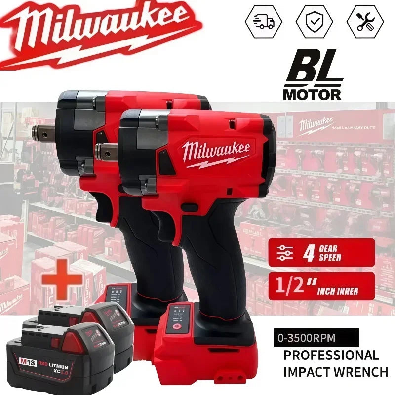 Milwaukee M12 M18 FUEL Avvitatore a impulsi elettrico senza spazzole 1/2 pollice 2800RPM 400Nm di coppia - Controllo della velocità a passo continuo con luce LED