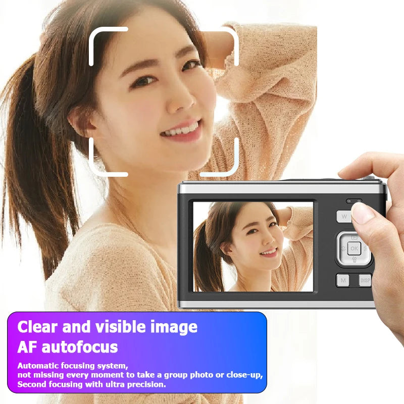 Fotocamera digitale 4K con doppio schermo, obiettivo telescopico, zoom ottico 16x ad alta definizione, fotocamera impermeabile, ideale per selfie, per migliorare l’aspetto, per uso domestico, modello C23.