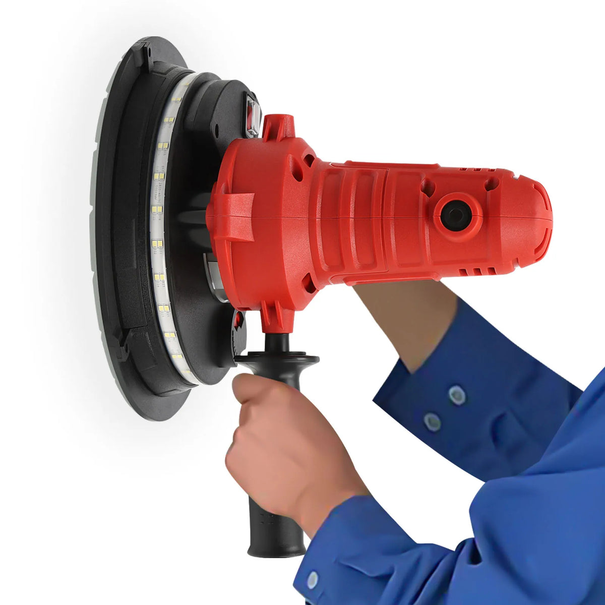 Levigatrice Elettrica per Cartongesso 800W, 1200-2500 RPM a Velocità Variabile, Lucidatrice con Aspirazione Polvere e Luce LED per Lavori su Soffitti/Intonaco