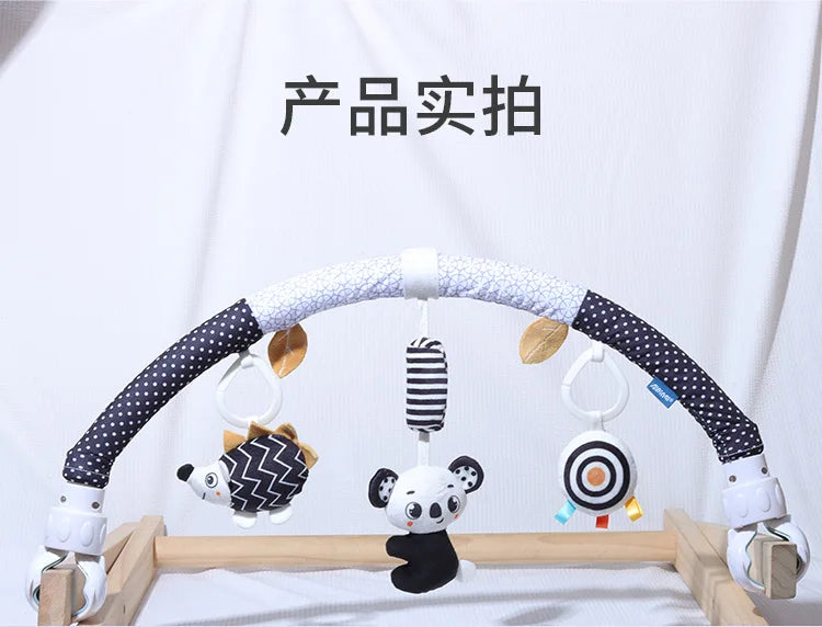 Passeggino per neonati Arco giocattolo Bar da gioco Divertimento Neonati Attività sensoriale regolabile per capicorda e seggiolino sicuro per auto Letto sospeso Giocattoli