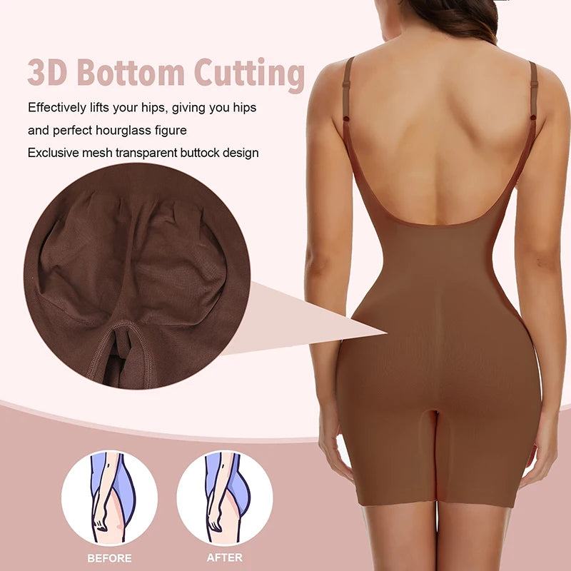 Nuovo Body Modellante a Vita Bassa da Donna in Rete, con Effetto Solleva Glutei, Liscio, Senza Schienale, Modellante Corpo, Contorno Snellente e Corsetto Pancia Piatta