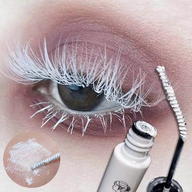 Mascara Bianco Impermeabile a Lunga Durata, Asciugatura Rapida, Volumizzante e Curvante, per Extension Ciglia e Tinta Sopracciglia, Trucco Natalizio e per Spettacoli COS