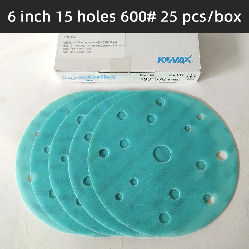 25 pezzi KOVAX carta morbida opaca da 6 pollici autoadesiva floccata carta vetrata rotonda 150mm vernice per auto superficie bellezza lucidatura