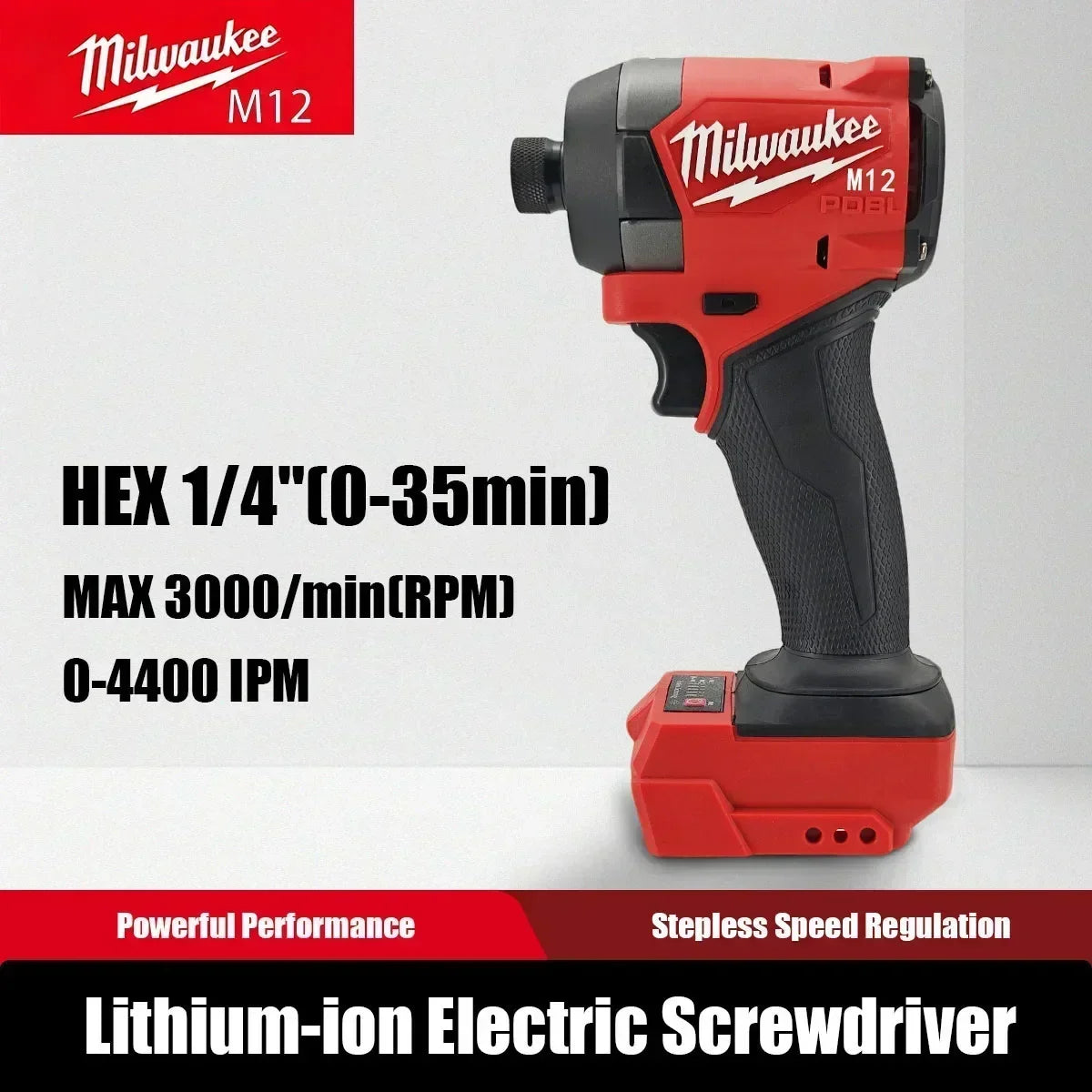 Cacciavite elettrico Milwaukee M12, potente cacciavite a batteria, ideale per lavori di manutenzione domestica e progetti fai-da-te (batteria non inclusa).