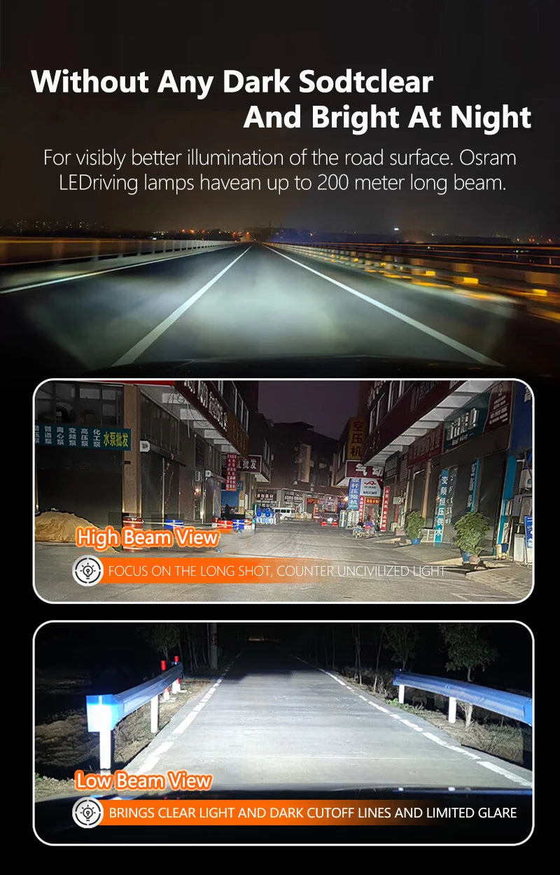 OSRAM LED H4 H7 H11 CF2.0 Plus Faro per auto HB3 HB4 80W Potenza 12/24V Fascio alto e basso 6000K Bianco brillante Upgarde Lampade Fendinebbia