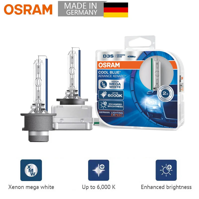 OSRAM HID D3S D1S D2S D4S Cool Blue Advance CBA Xenon Super White Faro per auto Fascio alto/basso Originale 6000K12V 35W (2 pezzi)