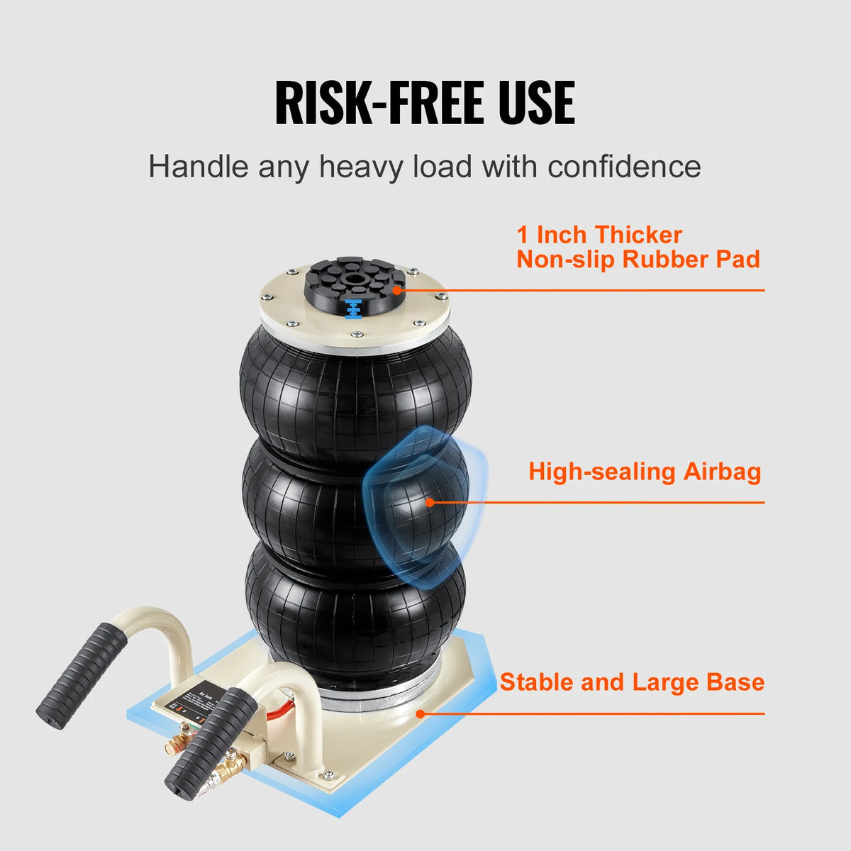 SucceBuy Martinetto pneumatico a tripla borsa Capacità 3 tonnellate (6600 libbre) Martinetto pneumatico portatile per auto Resistente e sollevamento rapido per riparazioni di garage