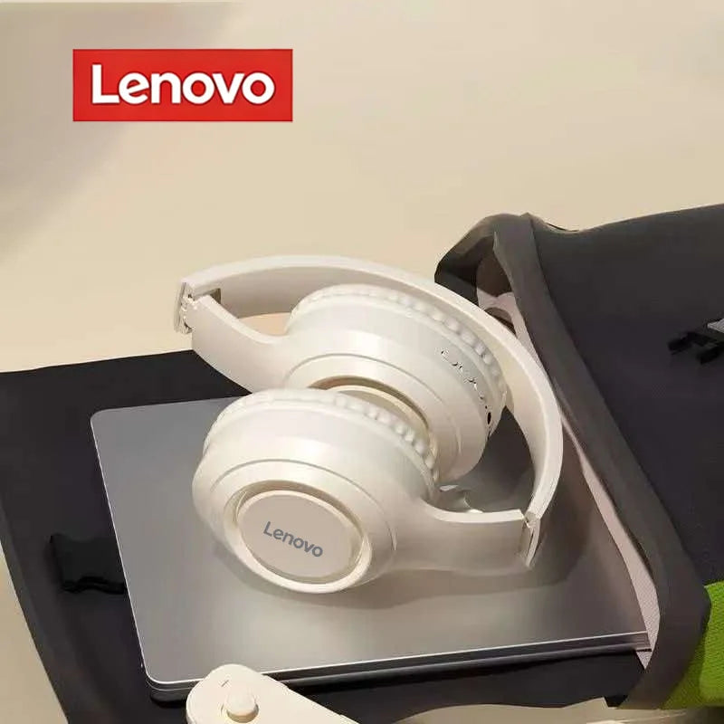 Nuove Cuffie Pieghevoli Wireless Lenovo Over-ear Bluetooth 5.3, Auricolari per Giochi, Cuffie Sportive con Microfono, Auricolari Musicali