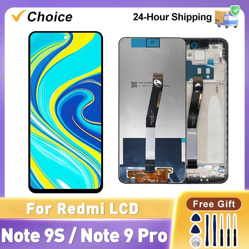 Scelta per Xiaomi Redmi Note 9S Display LCD Touch Screen Digitizer Assembly per Note 9 Pro Parti di ricambio per schermo LCD