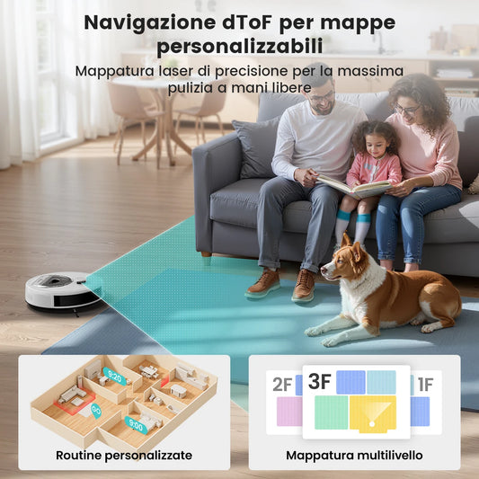 LEFANT M330 Pro M330S Robot aspirapolvere con mappatura, navigazione dToF, sistema di prevenzione ostacoli PSD, aspirazione 5000Pa, Alexa/APP/WiFi