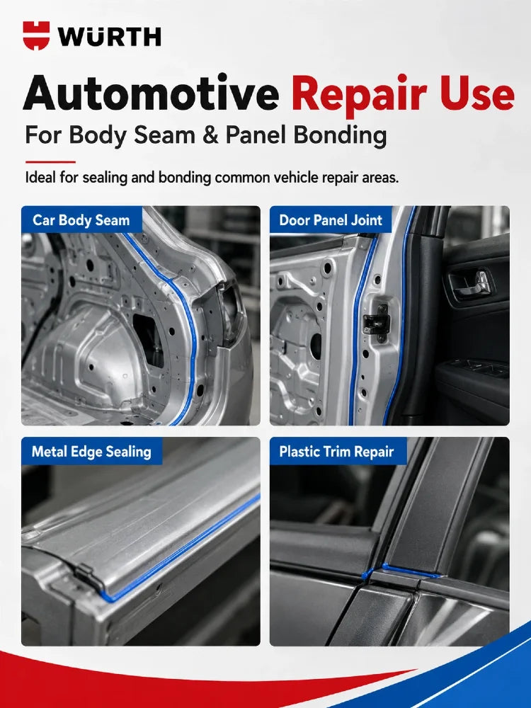 Adesivo Strutturale Poliuretanico PU Originale Wurth Bond+Seal 1K Bianco Grigio Nero per Auto Metallo Legno Calcestruzzo