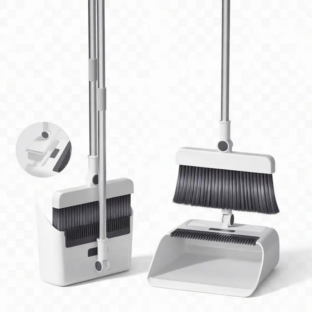 Set 3 in 1: scopa pieghevole e paletta per la pulizia dei pavimenti, spazzola per la pulizia domestica, manico lungo, spazzola morbida per appartamenti, uffici e bagni.