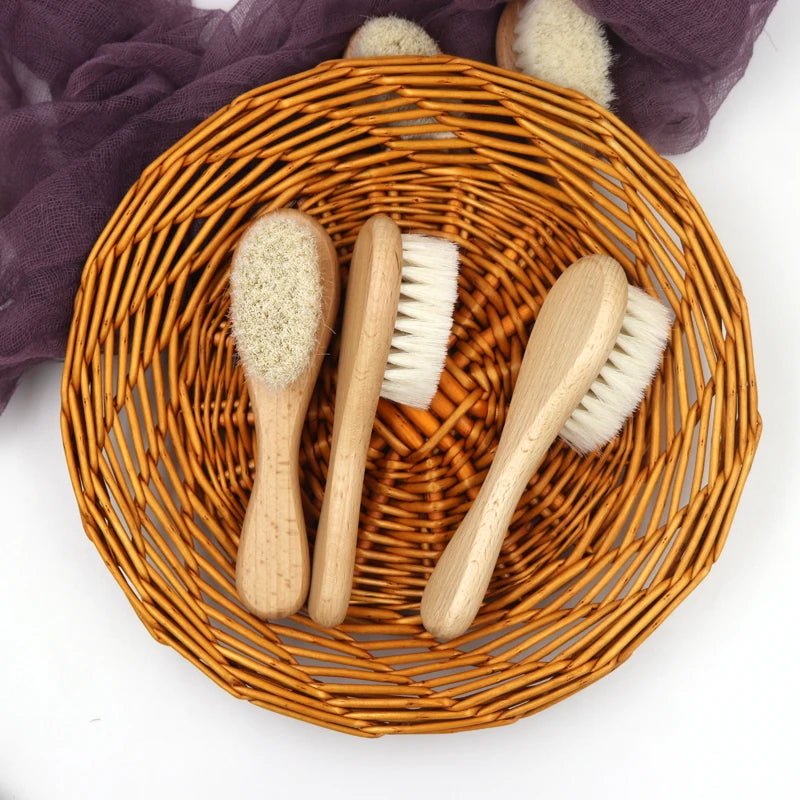 Set di 2 pettini e spazzole per la cura del bambino, set regalo con pettine e spazzola in legno di faggio TG183