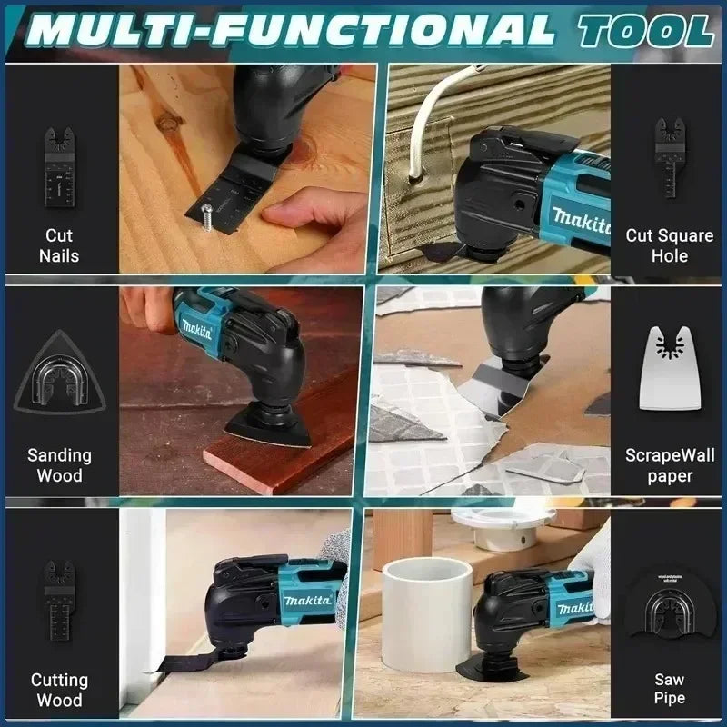 Makita 18V LXT ® Utensile multifunzione a batteria agli ioni di litio, con 6 velocità regolabili, per tagliare legno, rimuovere chiodi, stucco e levigare, ideale per ristrutturazioni domestiche.