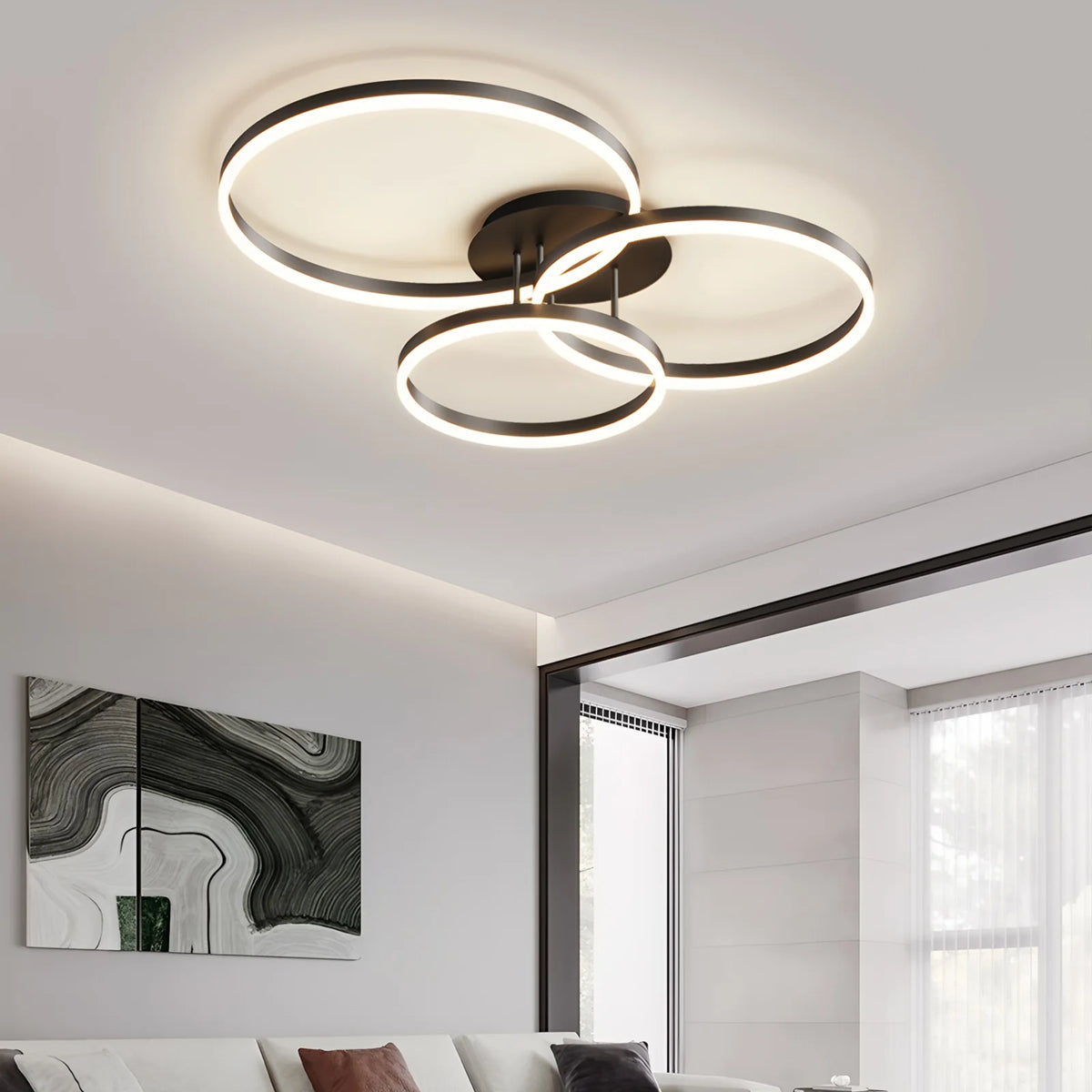Lampadario a soffitto IRALAN con anello LED e telecomando, luce per soggiorno e tavolo da pranzo, illuminazione in acrilico.