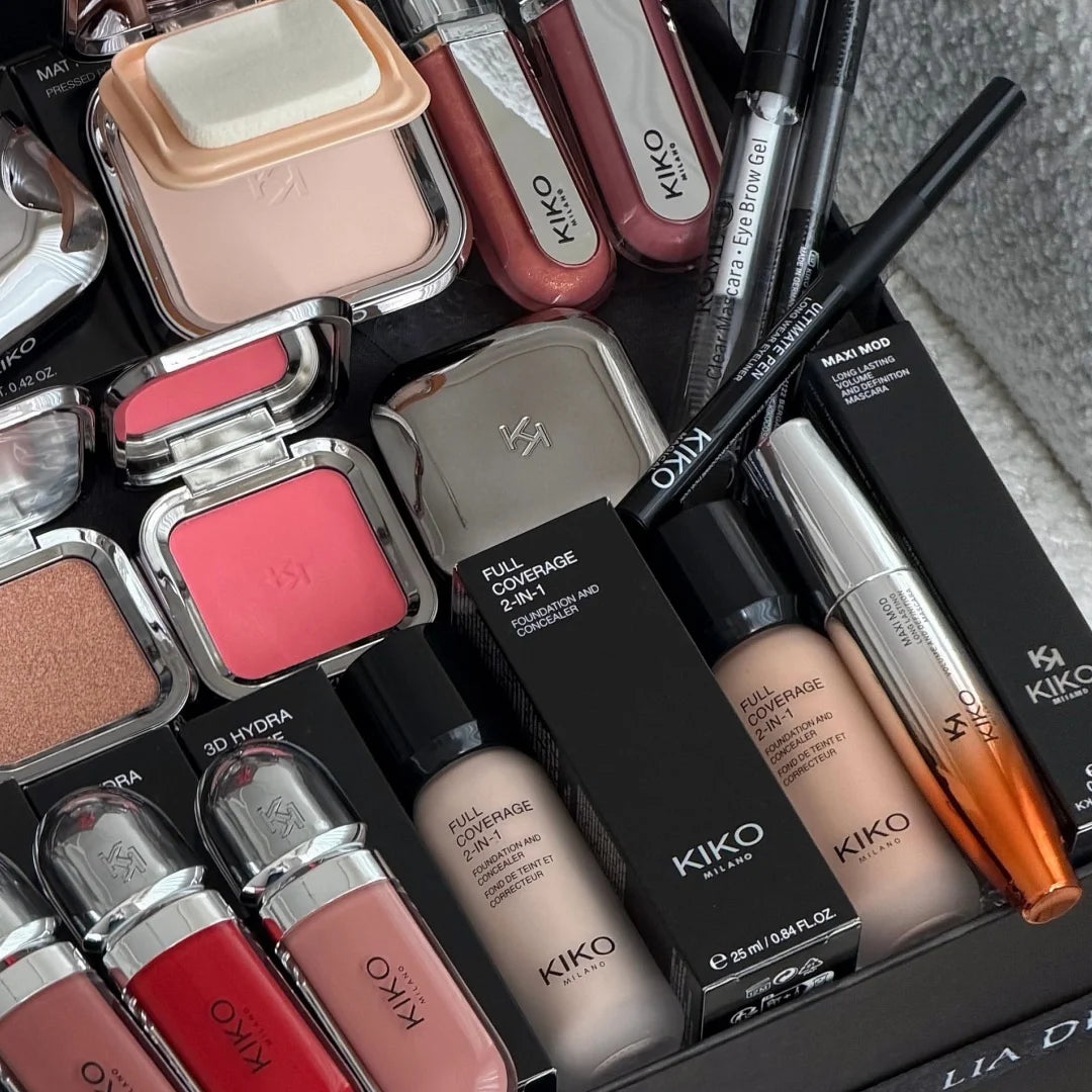 KIKO Milano 3D Hydra Lip Gloss & Wet Dry Powder Foundation, Effetto Volumizzante, Lucentezza a Specchio, Idratante, Non Appiccicoso, Effetto Vetro, Trucco Liscio