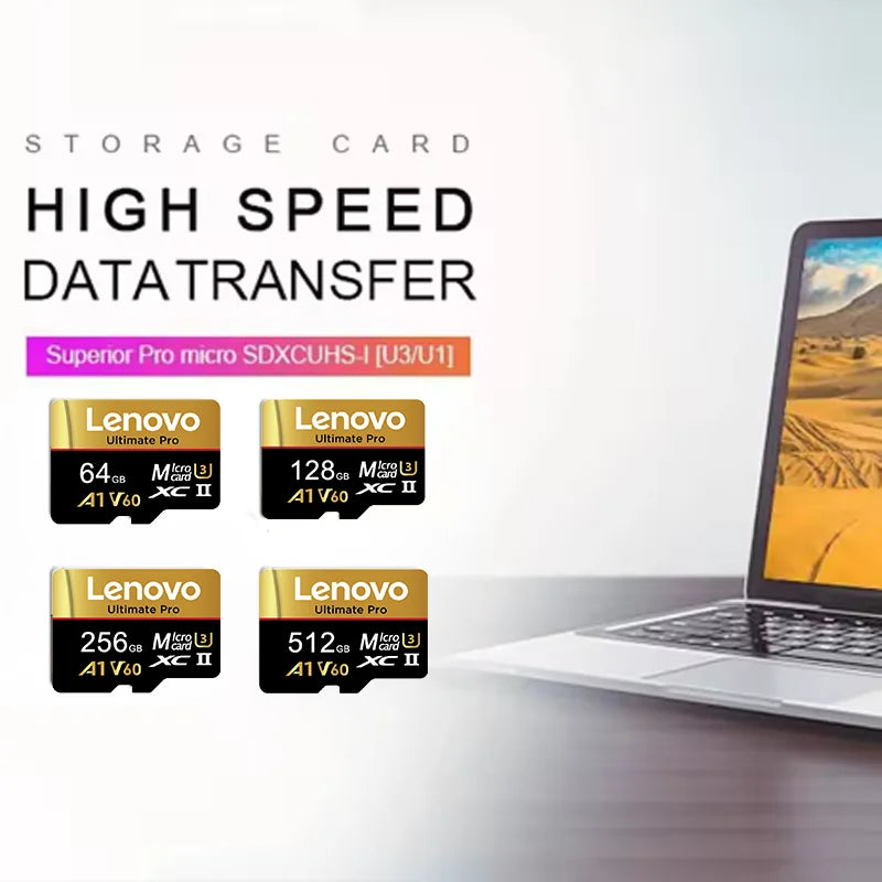 Scheda di memoria MicroSD Lenovo ad alta velocità, 1 TB, 256 GB, 512 GB, classe 10, UHS-I, per Nintendo, droni DJI, fotocamere GoPro, 128 GB, 64 GB.