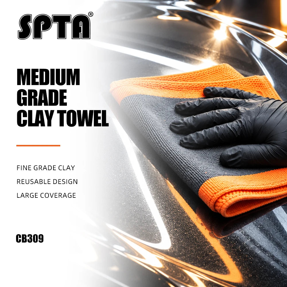SPTA 1Pc Asciugamano da barra in argilla arancione Panno per dettagli automatici Guanto per autolavaggio in microfibra Argilla 30 cm * 30 cm