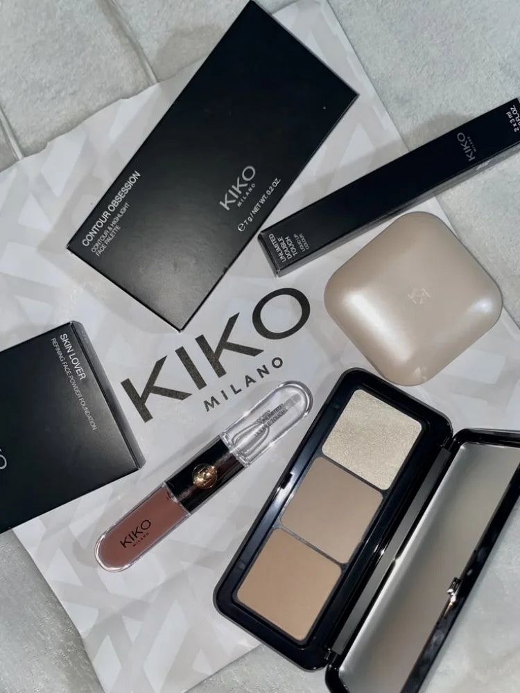 KIKO Milan Collezione Trucco Palette Contouring e Illuminante 3 Colori Cipria Fissante Ombretto Set per Principianti per Contouring e Fondotinta