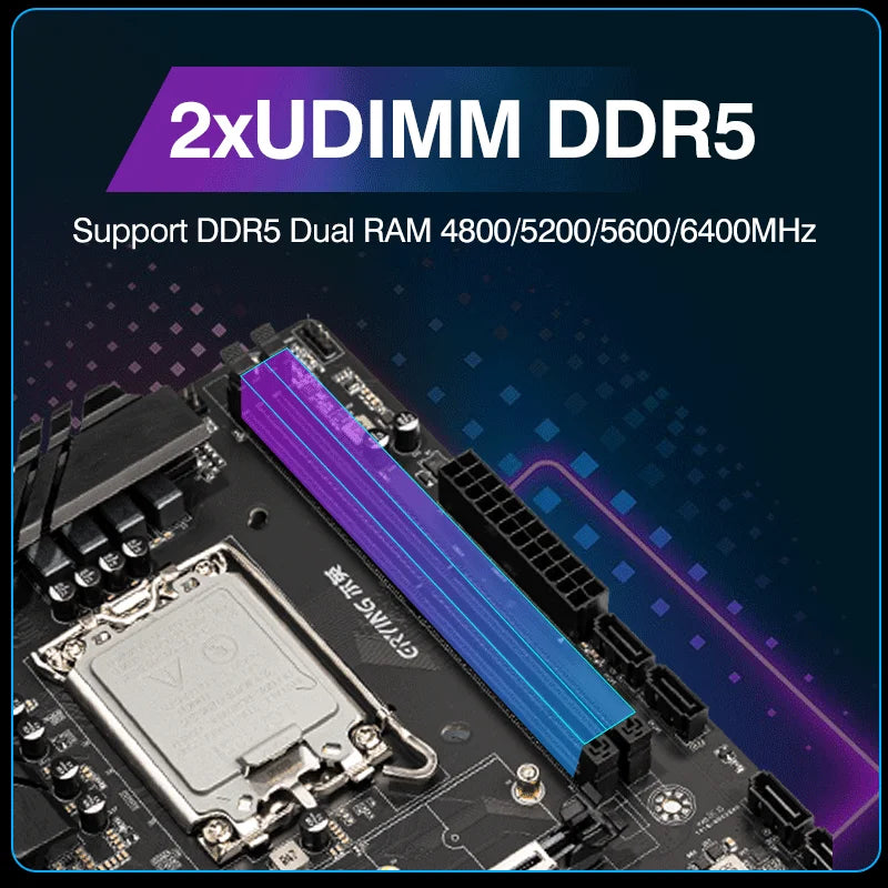 Kit PC ERYING H810, Scheda Madre H810M DDR5, Supporta CPU Intel Core Ultra200 Serie 7/8/9 225F 230F 250KF 270K LGA1851 Pin
