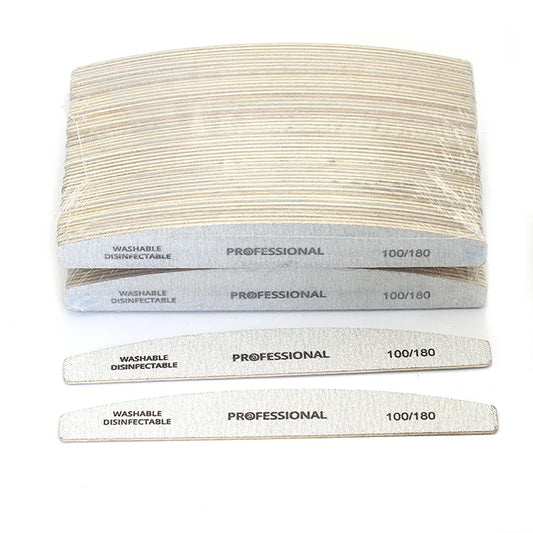 2/6/8/12/20pcs Lima per unghie professionale Grigia Mezza luna Lime per unghie in legno 100/180 Grana Levigatura su due lati Strumenti per manicure lavabili