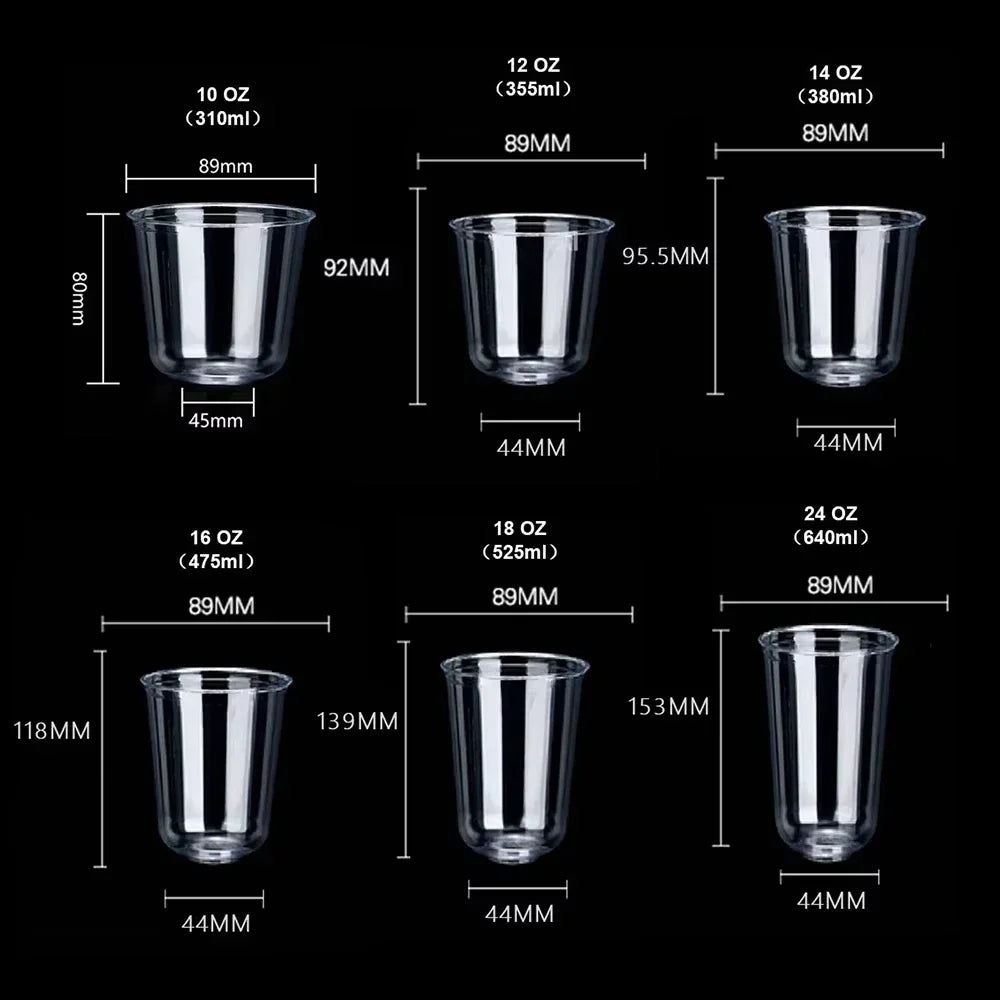 400ml 100% biodegradabile riciclabile trasparente usa e getta per bevande in plastica Pla tรจ al latte caffรจ tazza di liquido con cannuccia