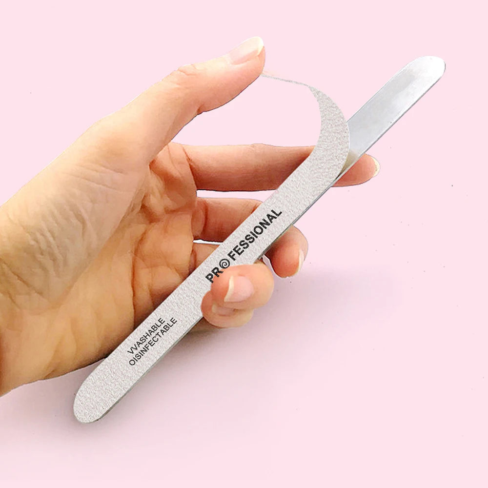 50 pezzi di ricambio per unghie in carta vetrata grana 100/180 forniture per manicure cuscinetti rimovibili con bordo in acciaio inossidabile strumenti per la cura delle unghie