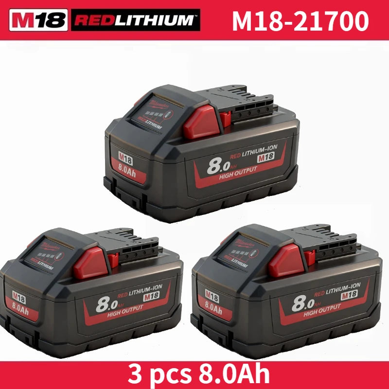Nuova Batteria Milwaukee M18 8.0Ah ad Alta Potenza 18V Ricaricabile agli Ioni di Litio per Utensili Elettrici Cordless Milwaukee M18 Batteria 8Ah
