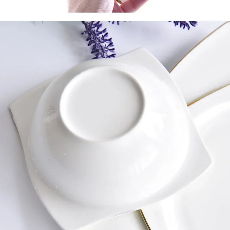 Set di Piatti in Ceramica, Stoviglie in Porcellana Bone China, Set Creativo di Piatti e Vassoi Phnom Penh, Piatti Quadrati, Servizio da Tavola per Cucina